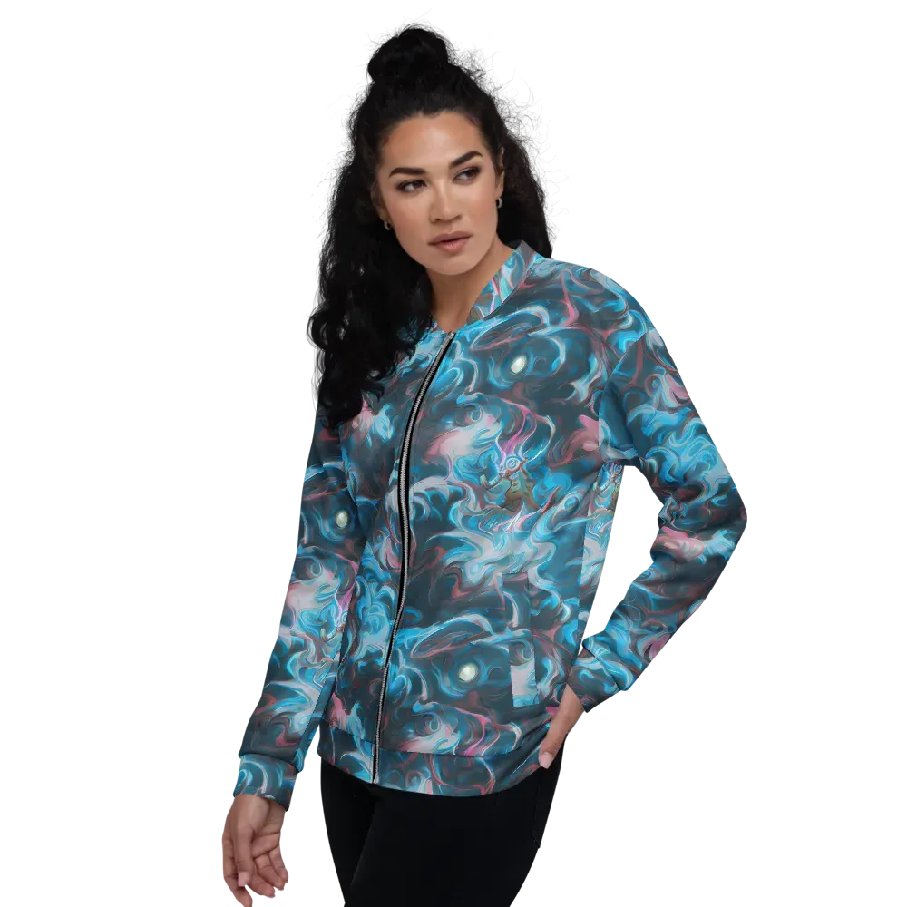 Blue Opal Storm on Bomber Jacket — Left