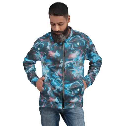 Blue Opal Storm on a Bomber Jacket