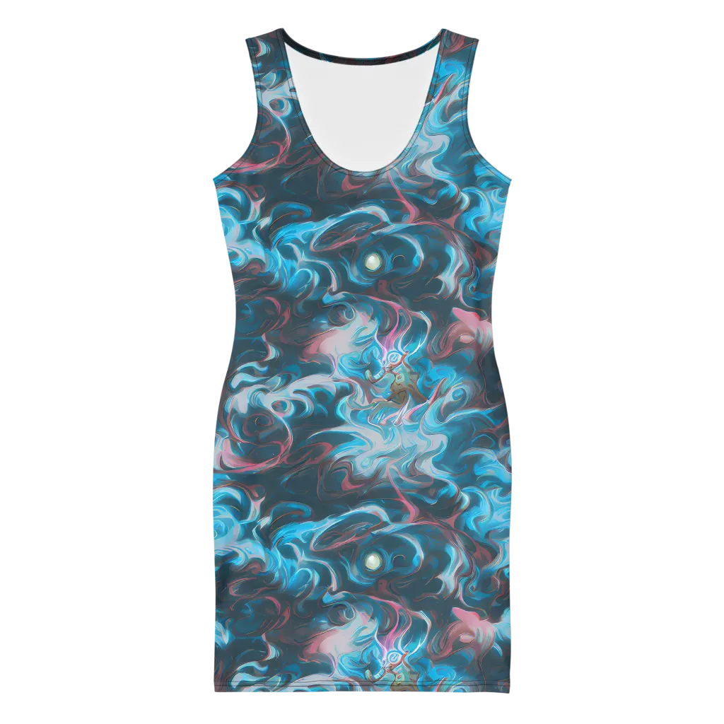 Blue Opal Storm on Bodycon Dress — Front