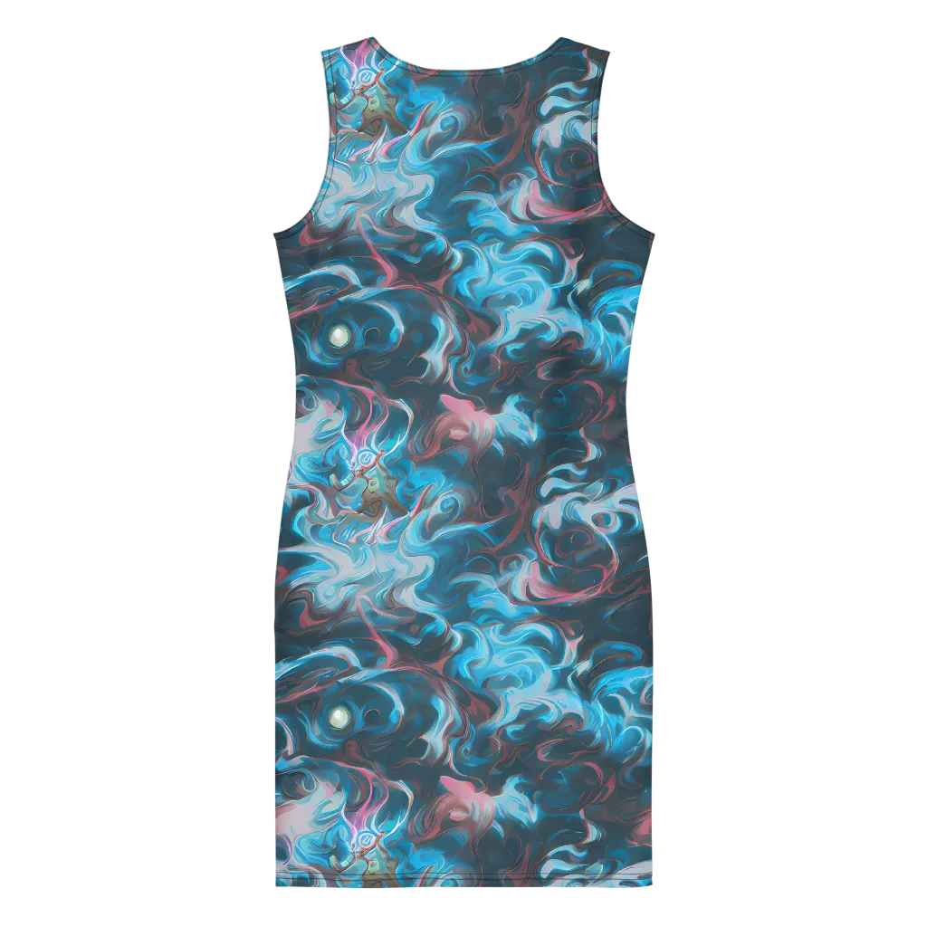 Blue Opal Storm on Bodycon Dress — Back