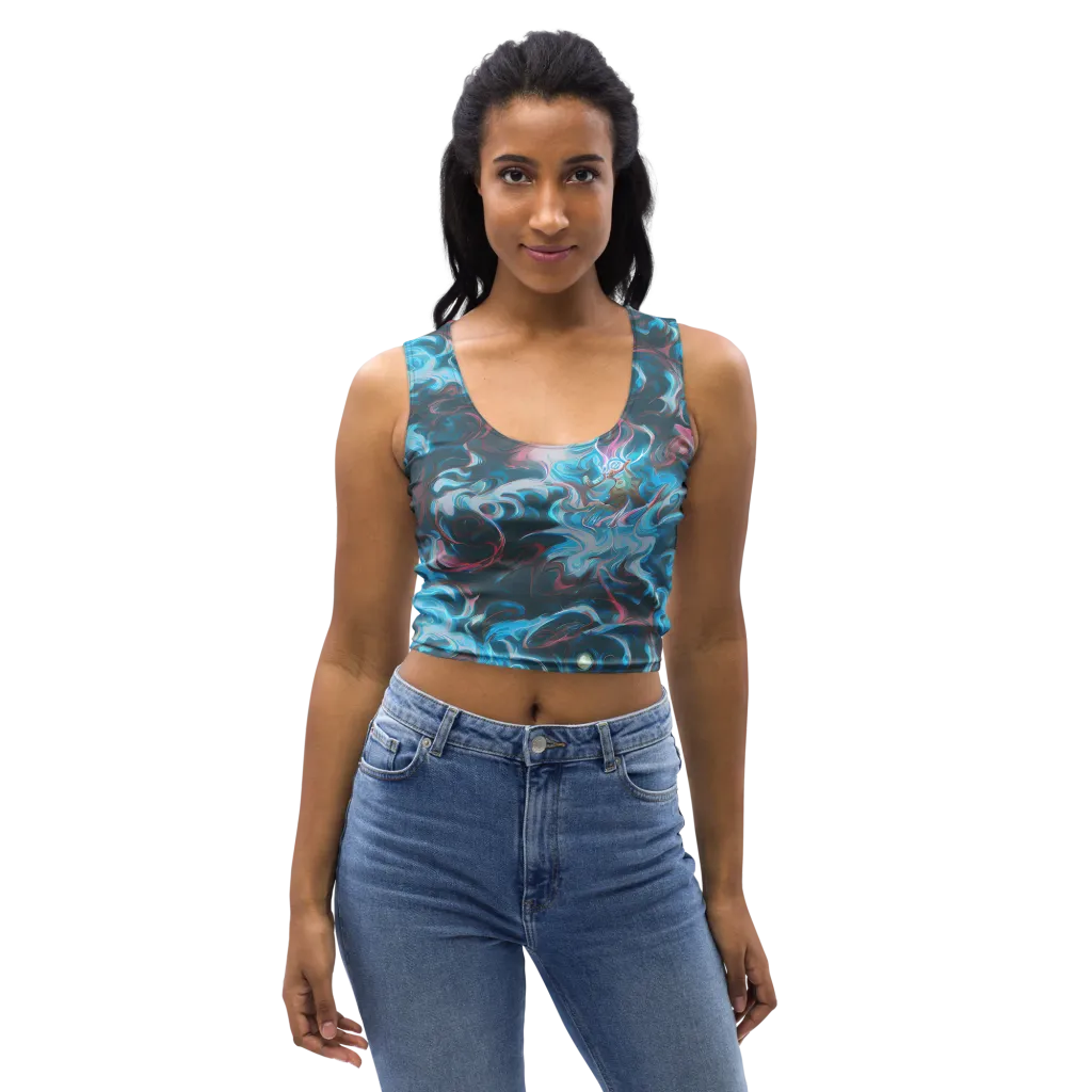 Blue Opal Storm on Crop Top — Front