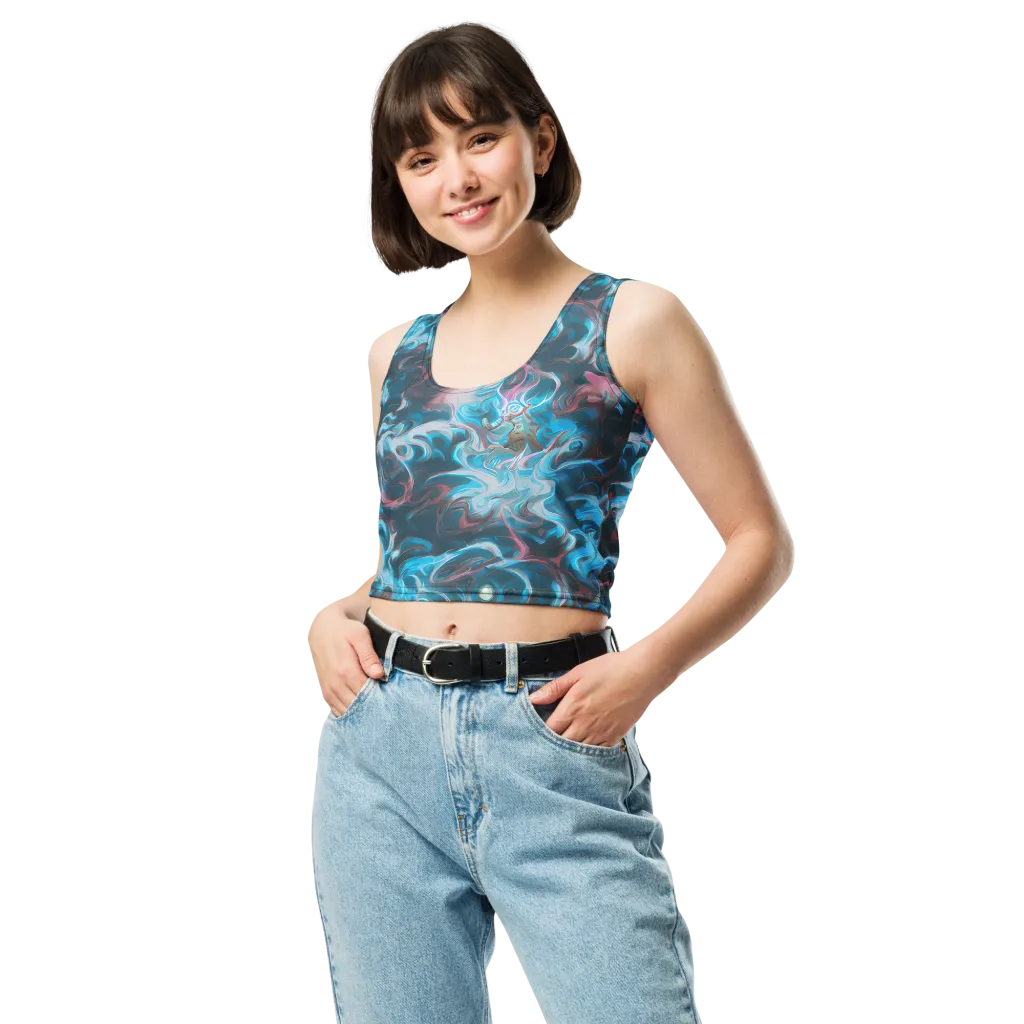 Blue Opal Storm on Crop Top — Front