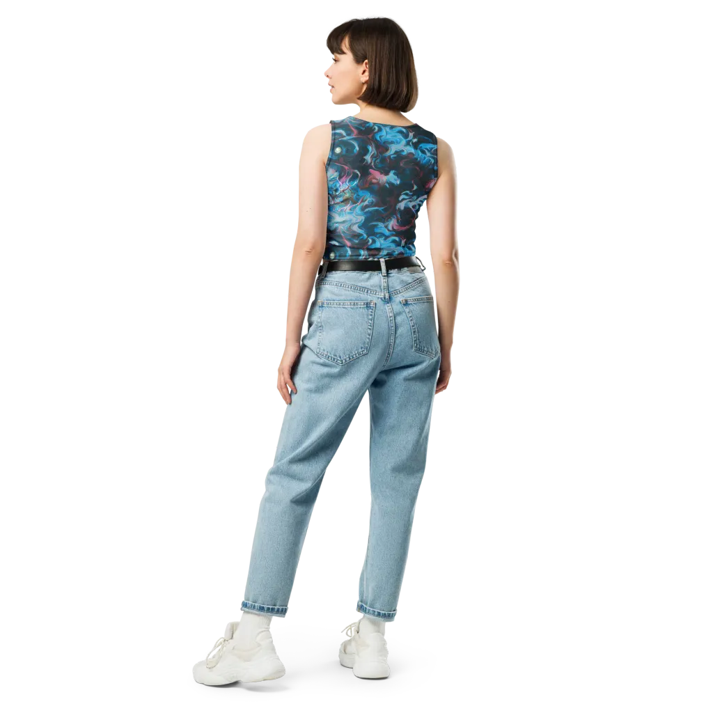 Blue Opal Storm on Crop Top — Back