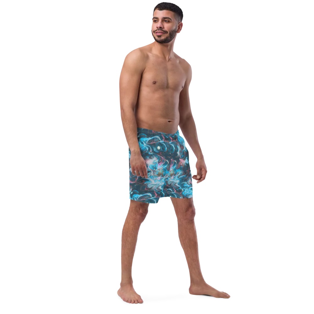 Blue Opal Storm on Swim Trunks — Right Front
