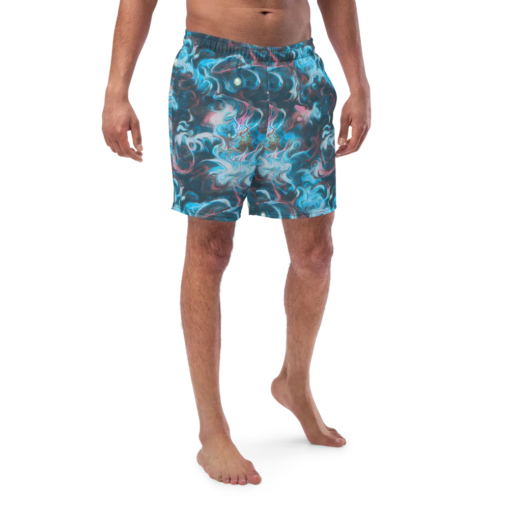 Blue Opal Storm on Swim Trunks — Front