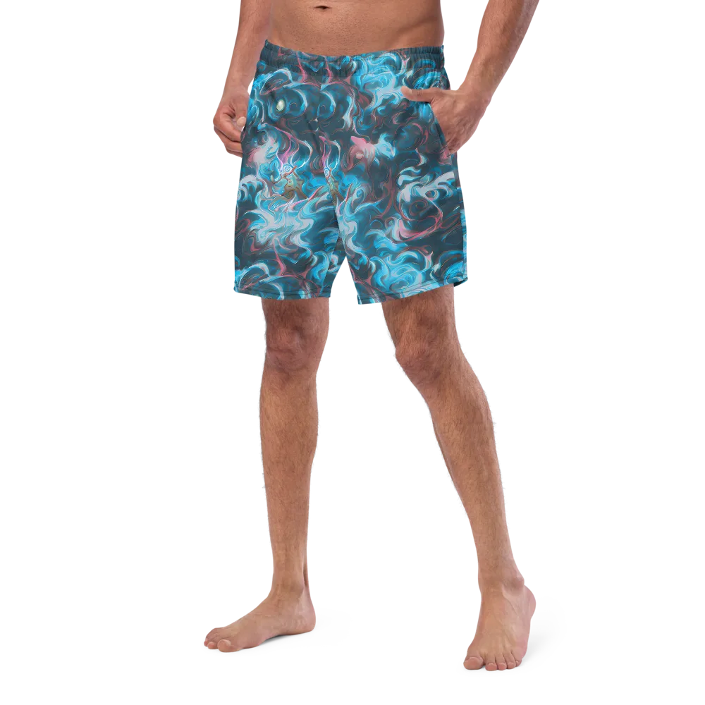 Blue Opal Storm on Swim Trunks — Left Front