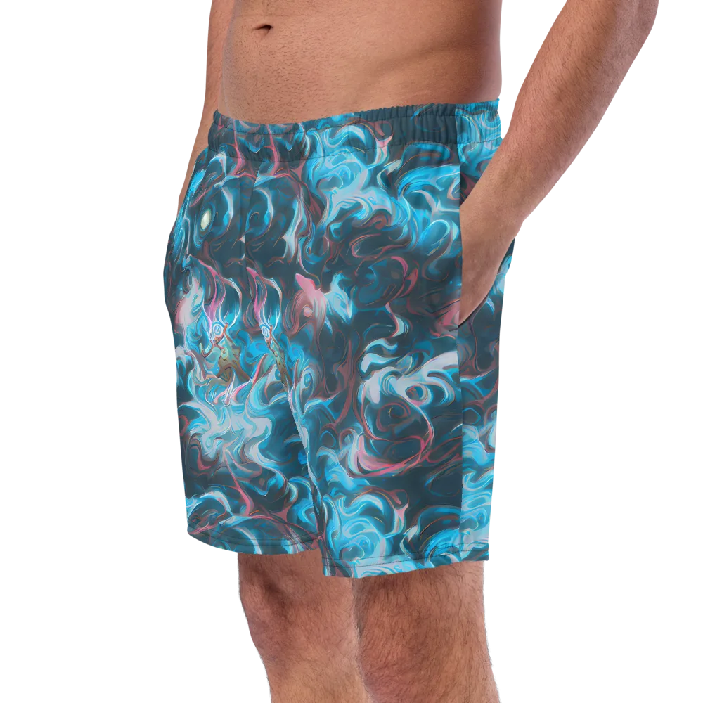 Blue Opal Storm on Swim Trunks — Left Front