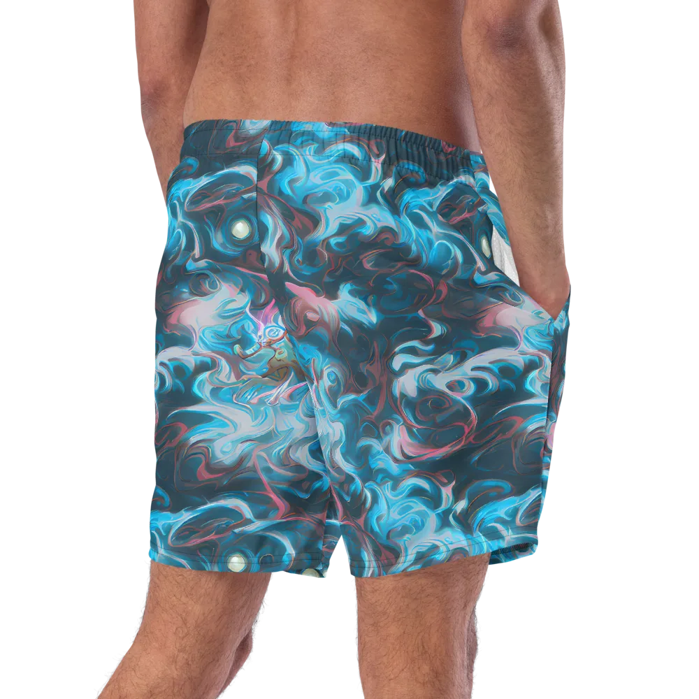 Blue Opal Storm on Swim Trunks — Right Back