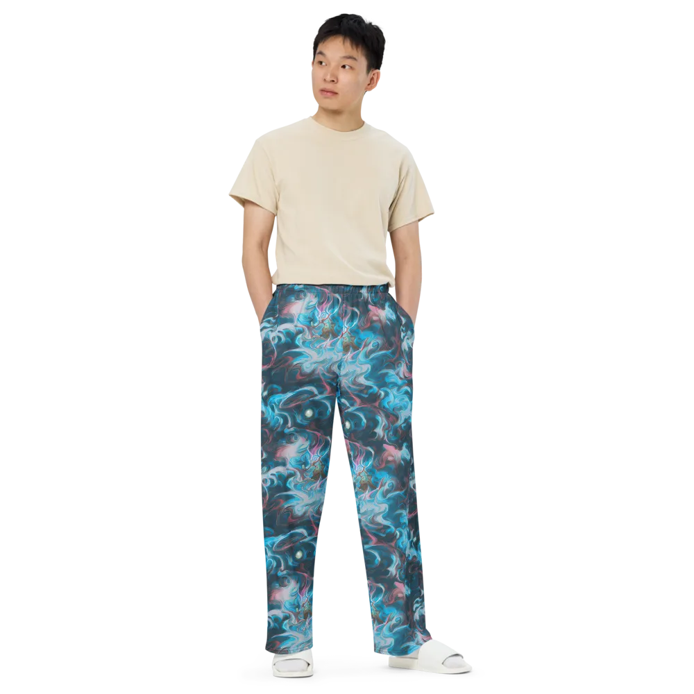 Blue Opal Storm on Wide-Leg Pants — Front
