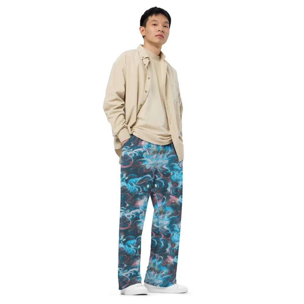 Blue Opal Storm on Wide-Leg Pants — Right Front