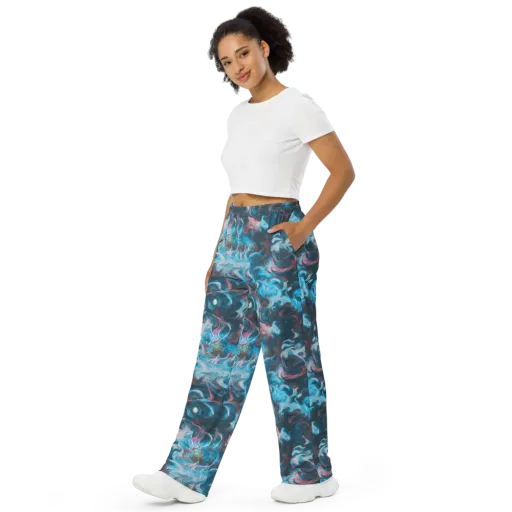 Blue Opal Storm on a Wide-Leg Pants