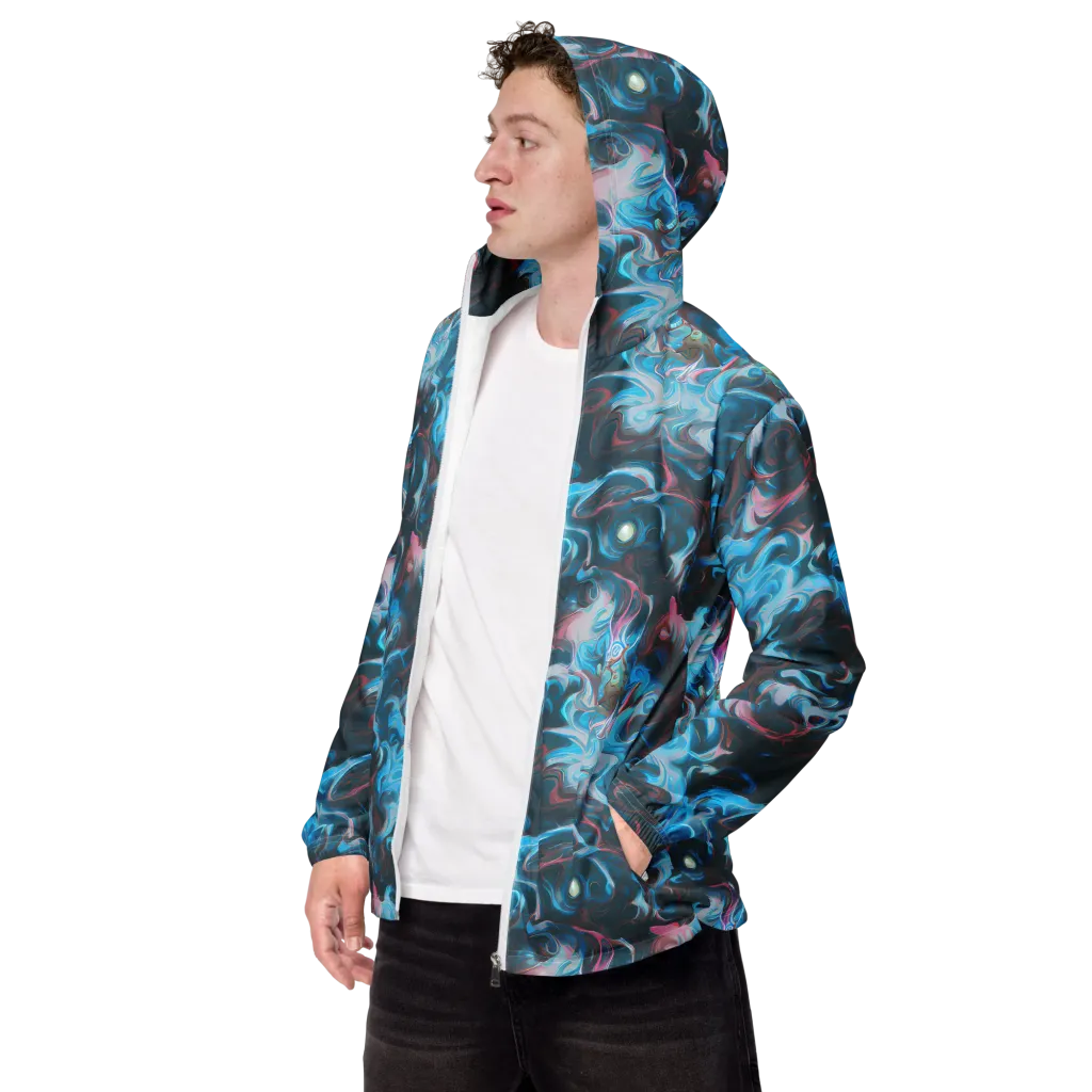 Blue Opal Storm on Men's Windbreaker — Left Front