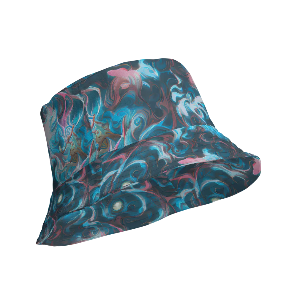 Blue Opal Storm on Reversible Bucket Hat — Product details Outside