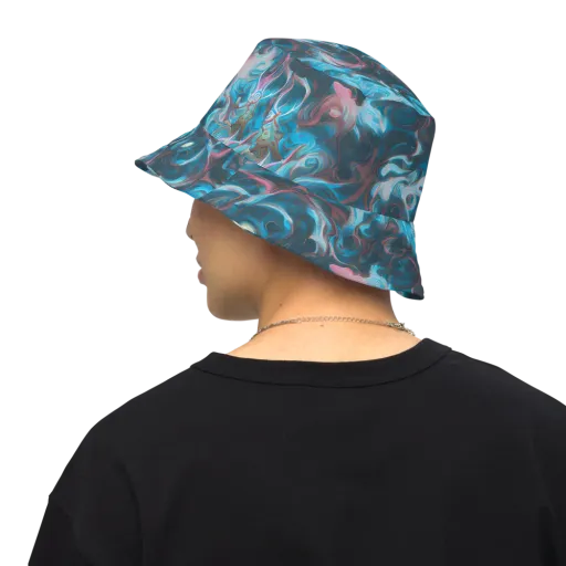 Blue Opal Storm on a Reversible Bucket Hat