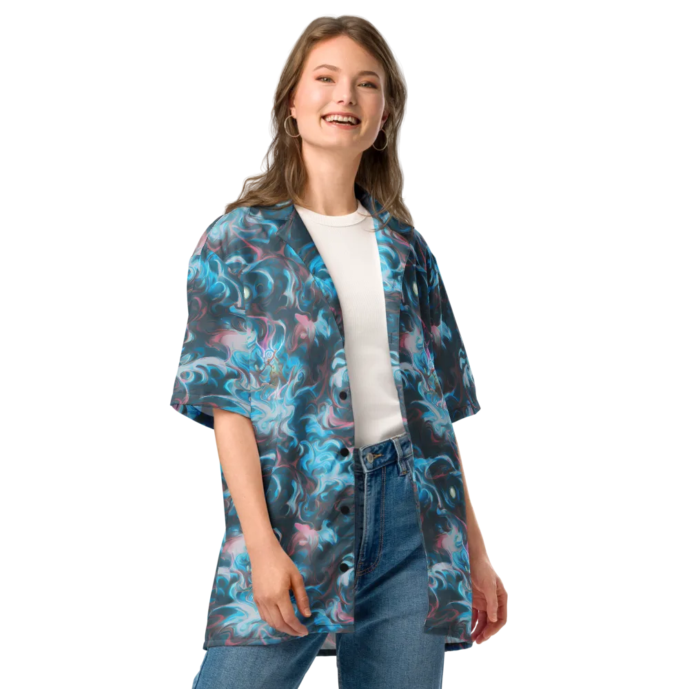 Blue Opal Storm on Button Shirt — Front