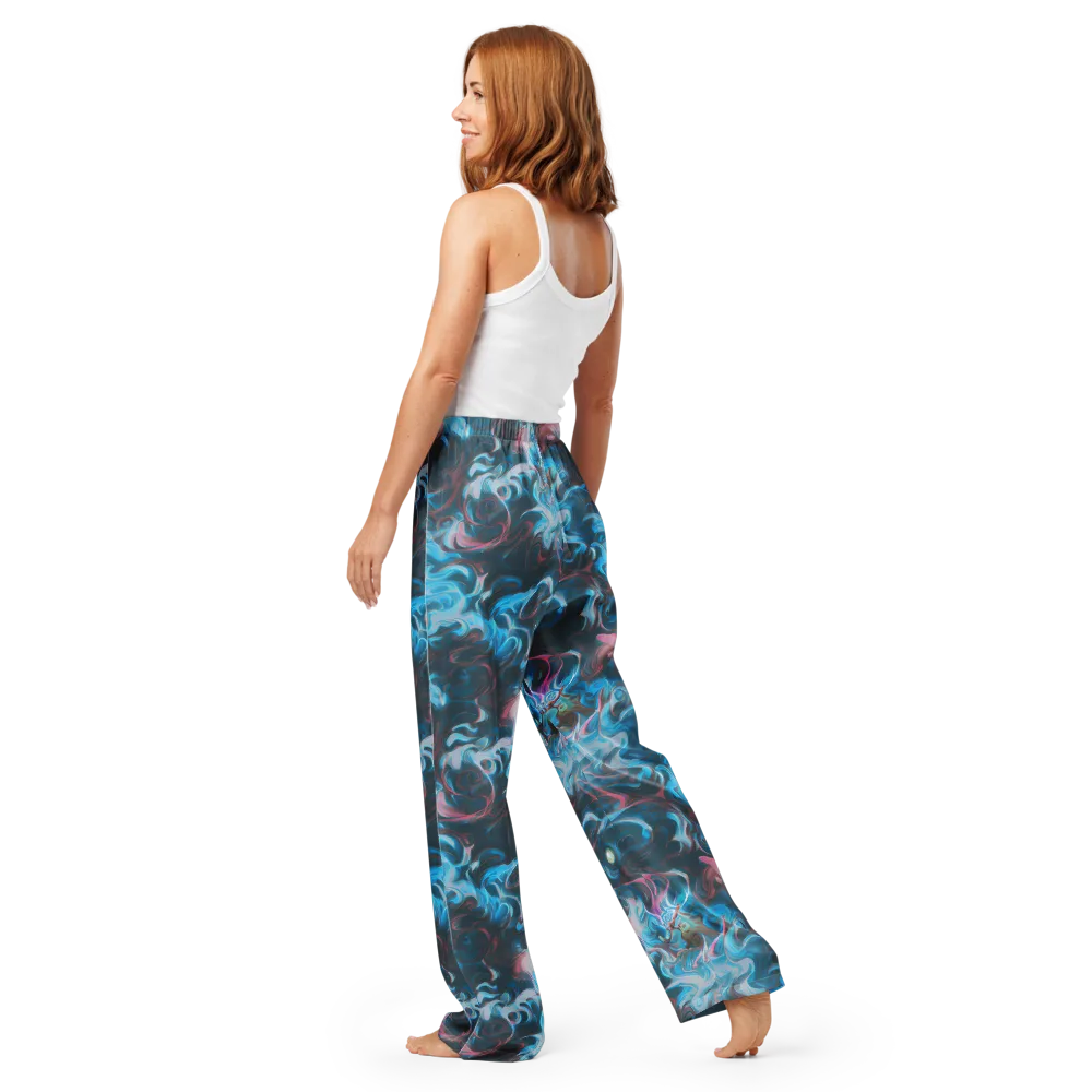 Blue Opal Storm on Women's Pajama Pants — Back