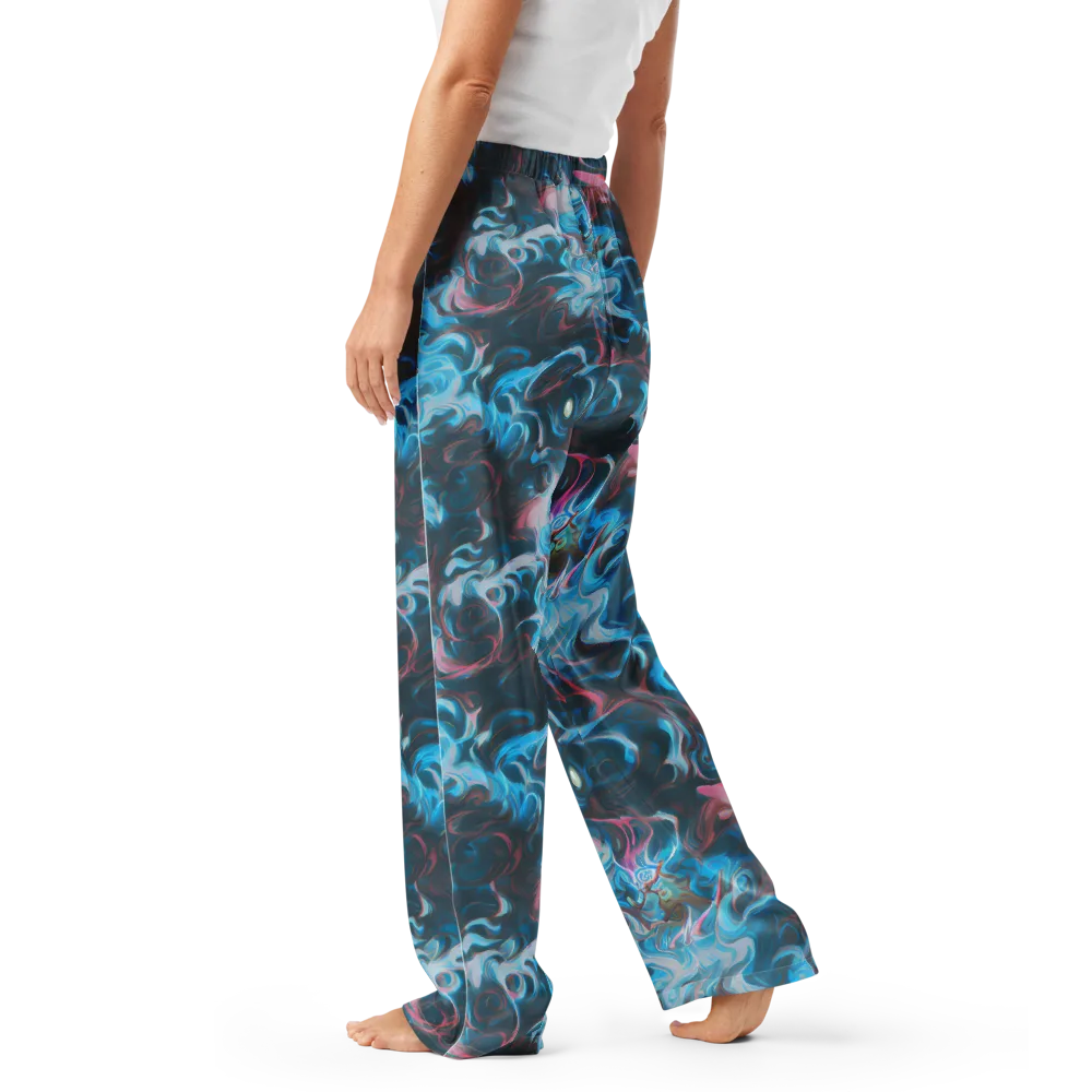 Blue Opal Storm on Women's Pajama Pants — Left