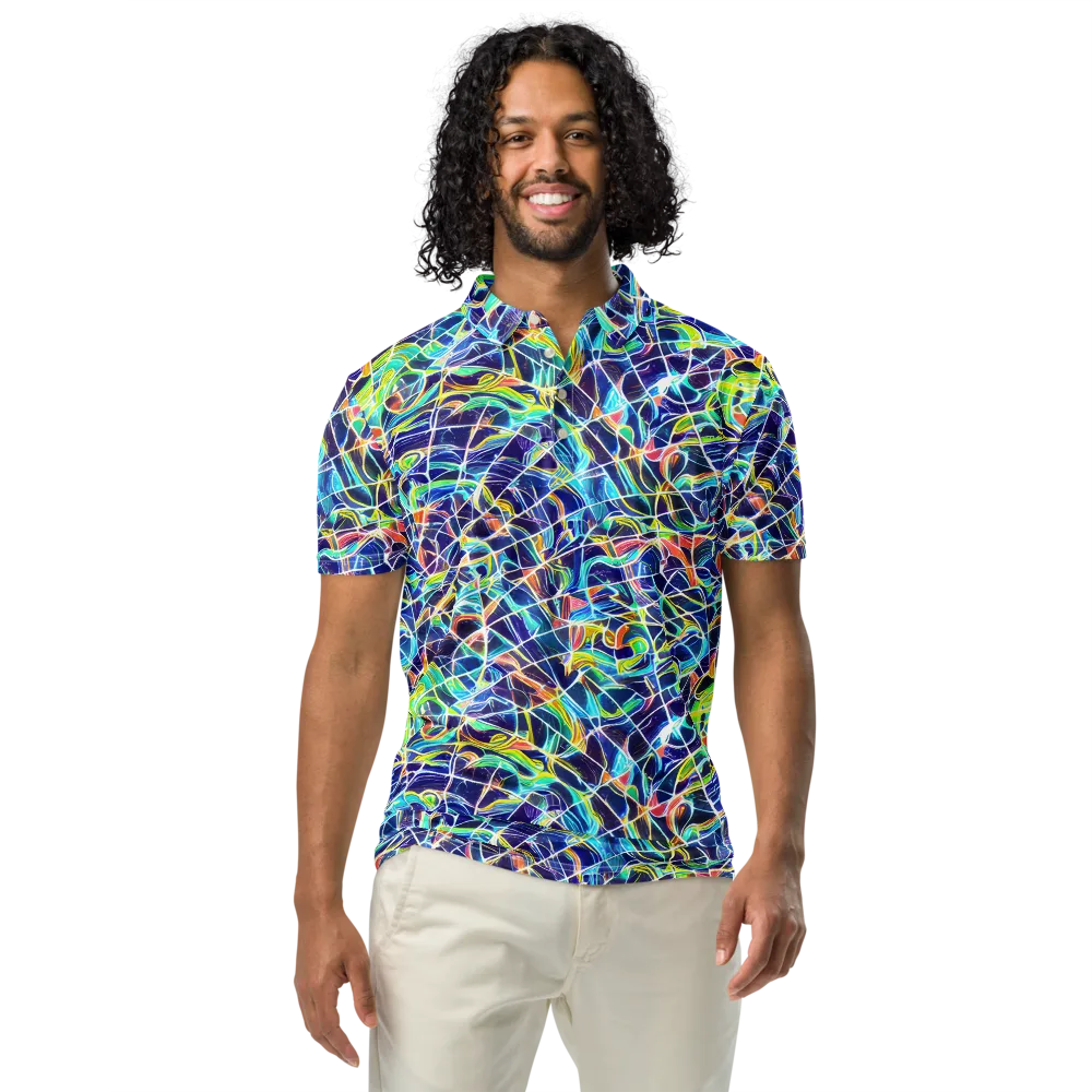 Aurora Grid on Men's Slim Fit Polo Shirt — Front