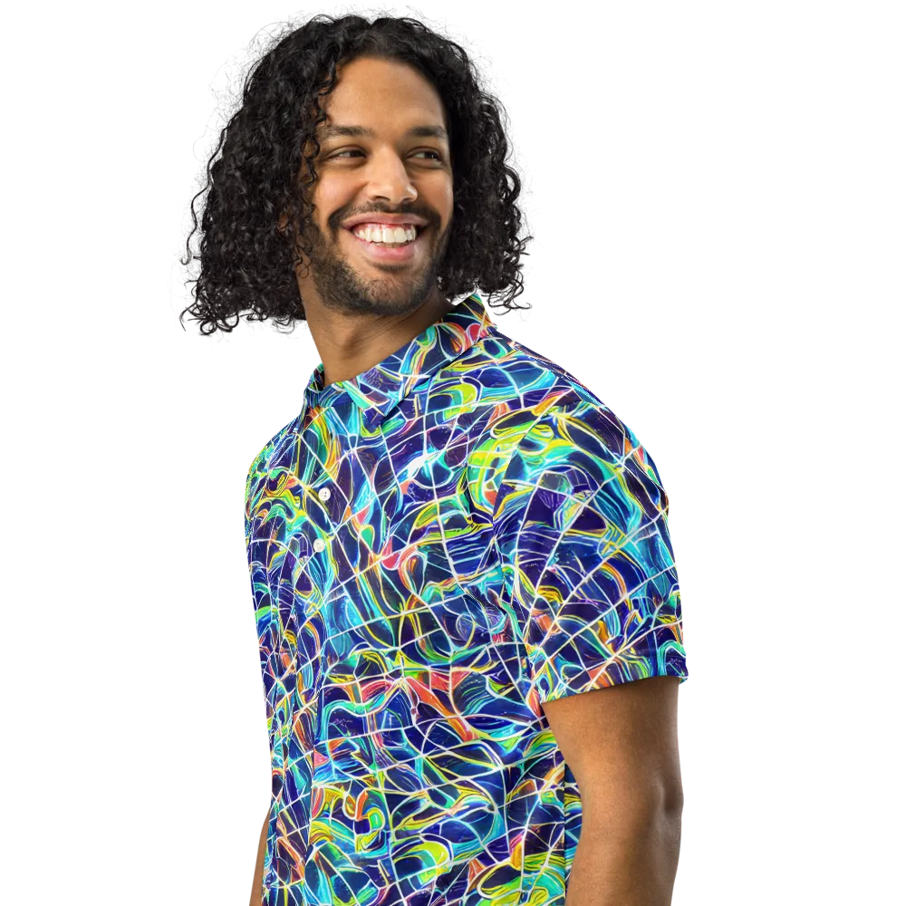 Aurora Grid on Men's Slim Fit Polo Shirt — Left Front