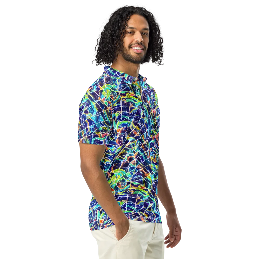 Aurora Grid on Men's Slim Fit Polo Shirt — Right Front