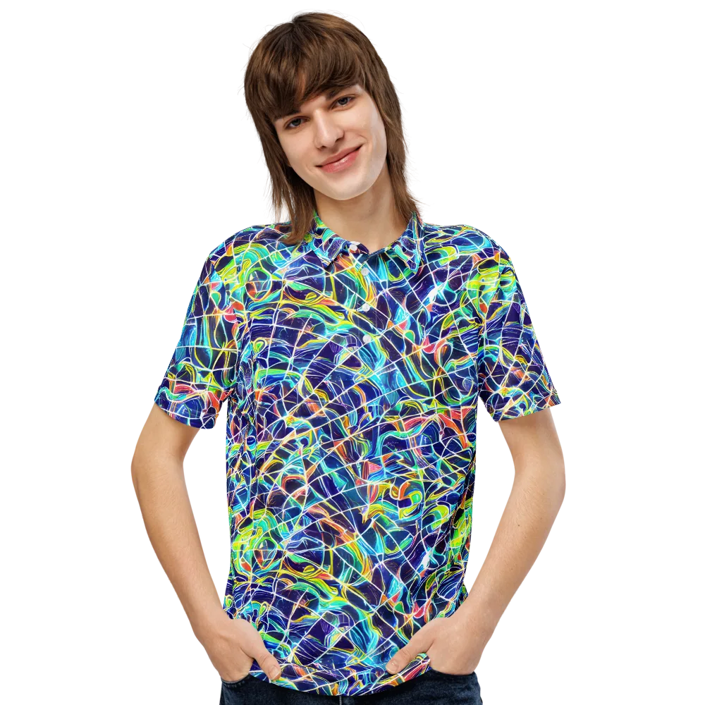 Aurora Grid on Men's Slim Fit Polo Shirt — Front