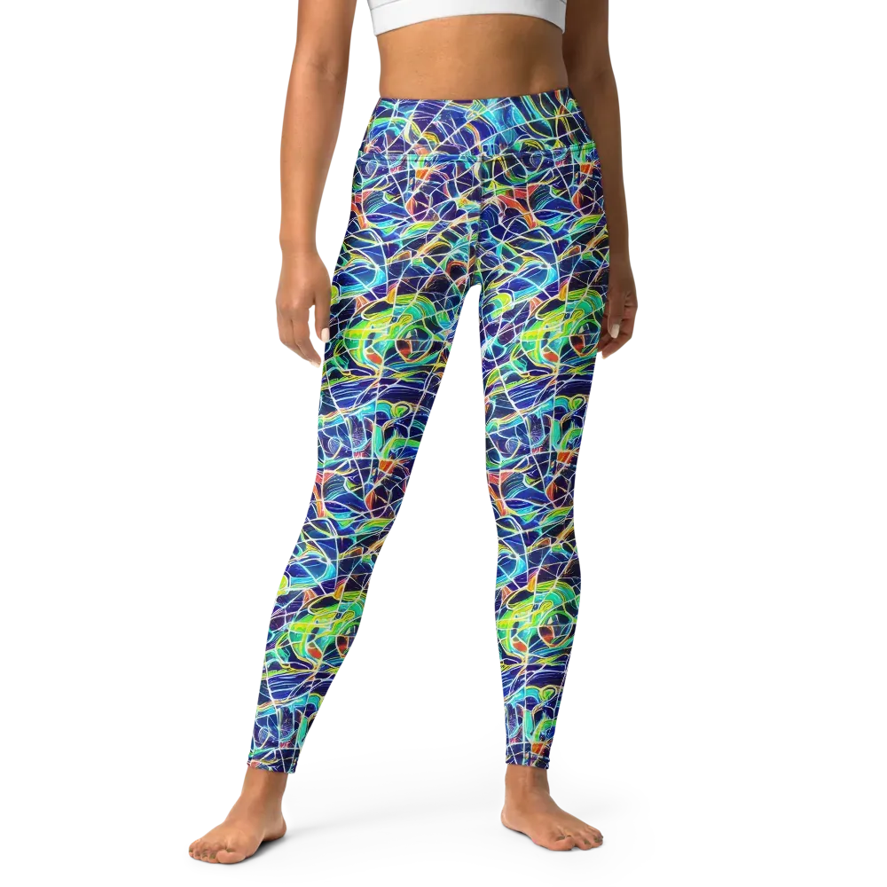 Aurora Grid on Yoga Leggings — Front