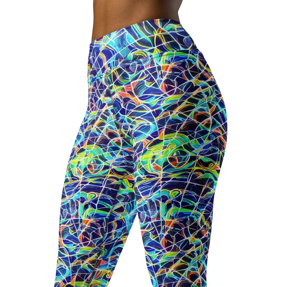 Aurora Grid on Yoga Leggings — Left Front