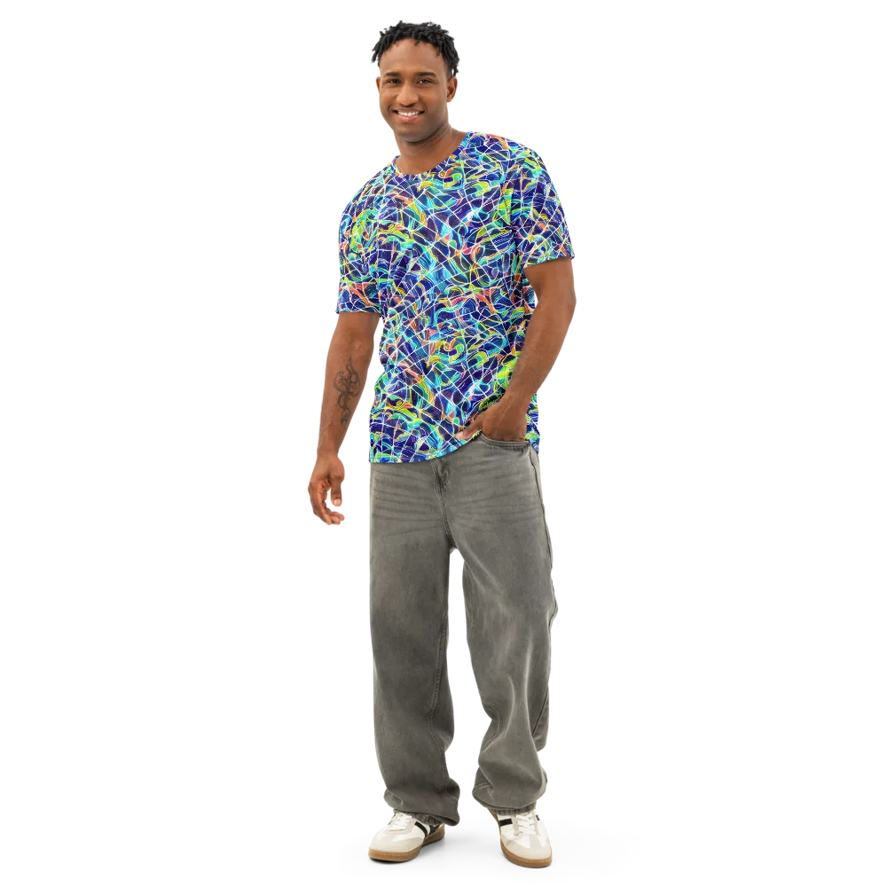 Aurora Grid on Men's Cotton Crew Neck T-Shirt — Front