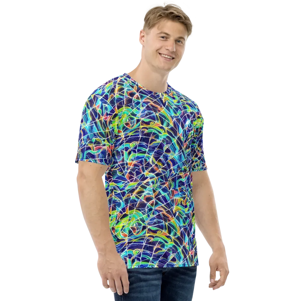 Aurora Grid on Men's Crew Neck T-Shirt — Right