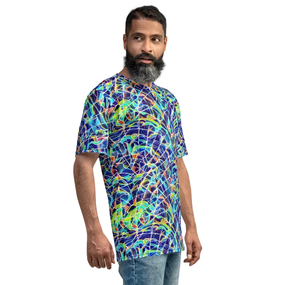 Aurora Grid on Men's Crew Neck T-Shirt — Right