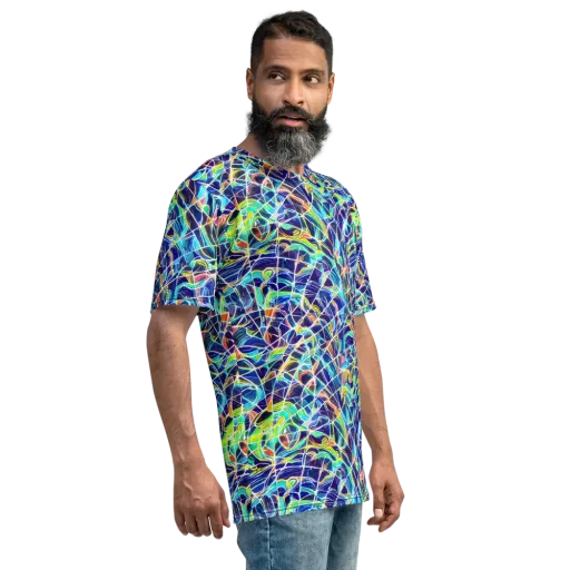 Aurora Grid on a Men's Crew Neck T-Shirt