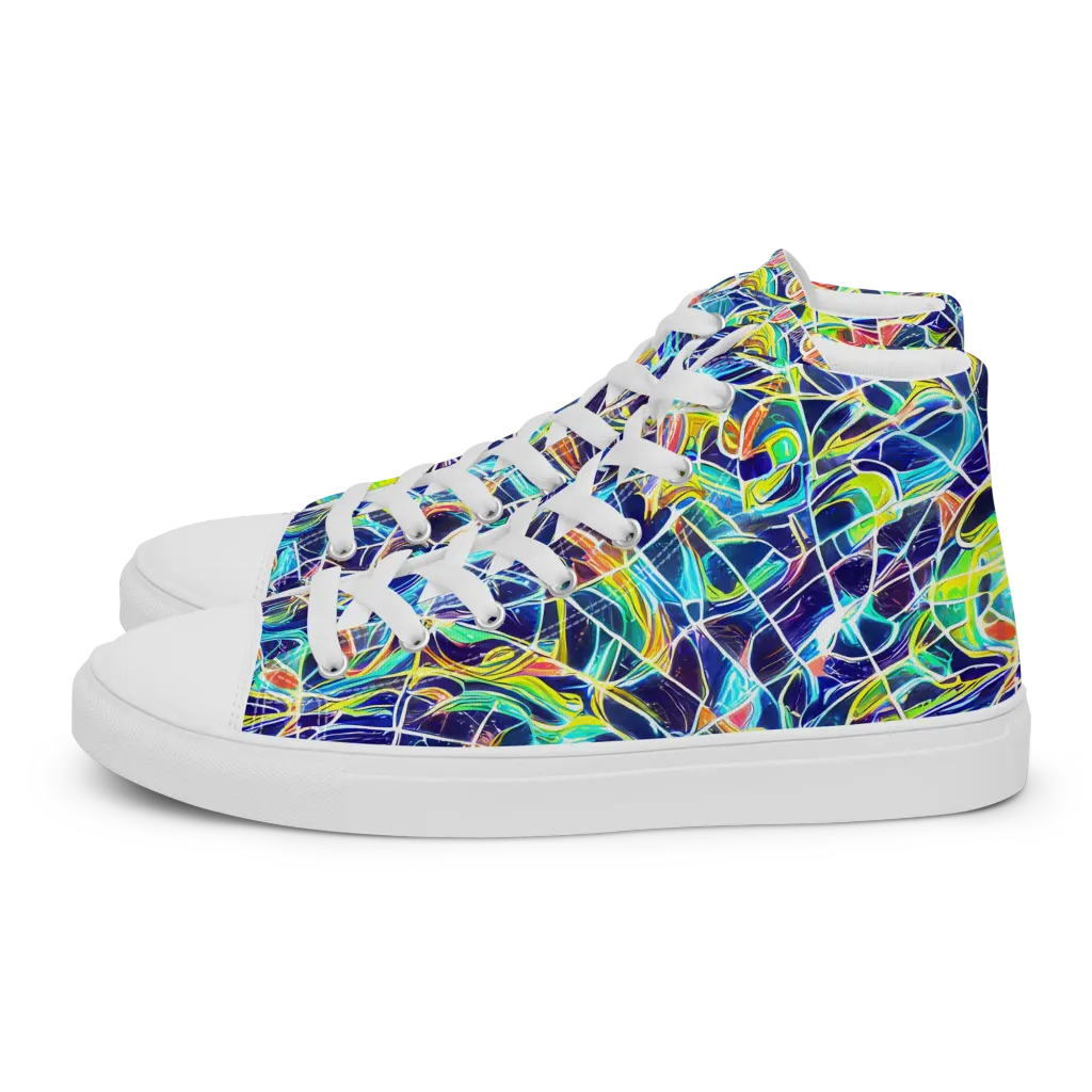 Aurora Grid on Men's High Top Canvas Shoes — Left