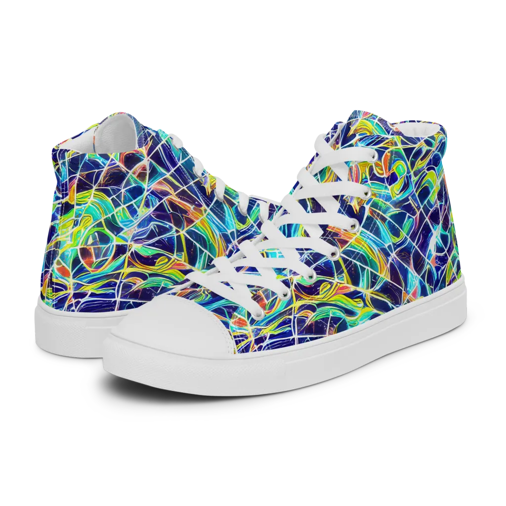 Aurora Grid on Men's High Top Canvas Shoes — Left