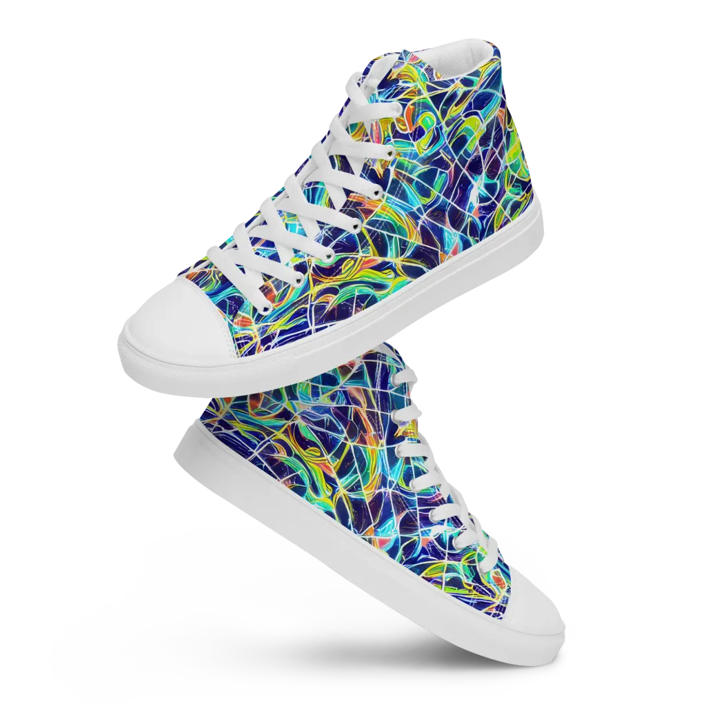 Aurora Grid on Men's High Top Canvas Shoes — Front