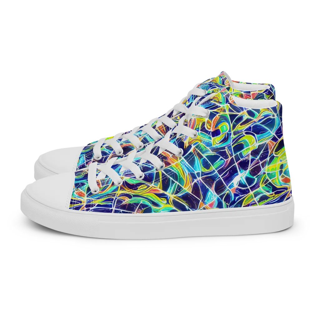 Aurora Grid on Women's High Top Canvas Shoes — Left