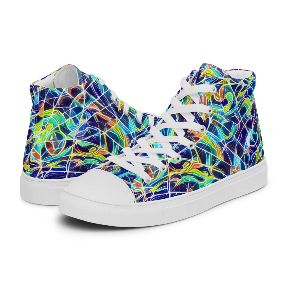 Aurora Grid on Women's High Top Canvas Shoes — Left