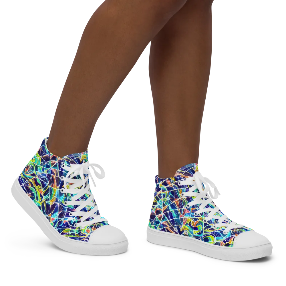 Aurora Grid on Women's High Top Canvas Shoes — Right