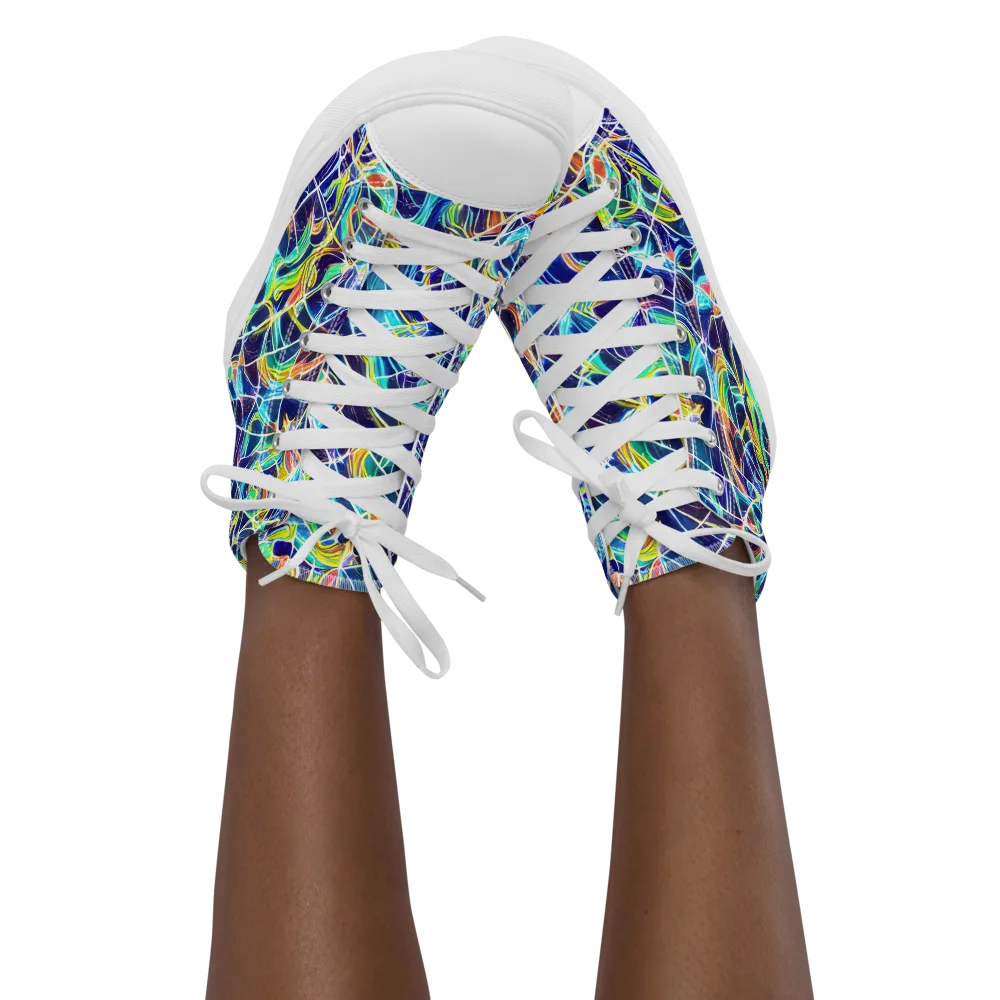 Aurora Grid on Women's High Top Canvas Shoes — Front