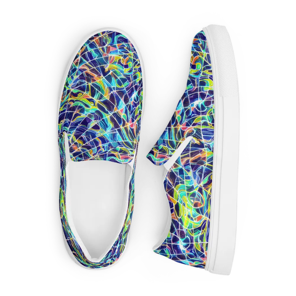 Aurora Grid on Men's Slip-On Canvas Shoes — Front