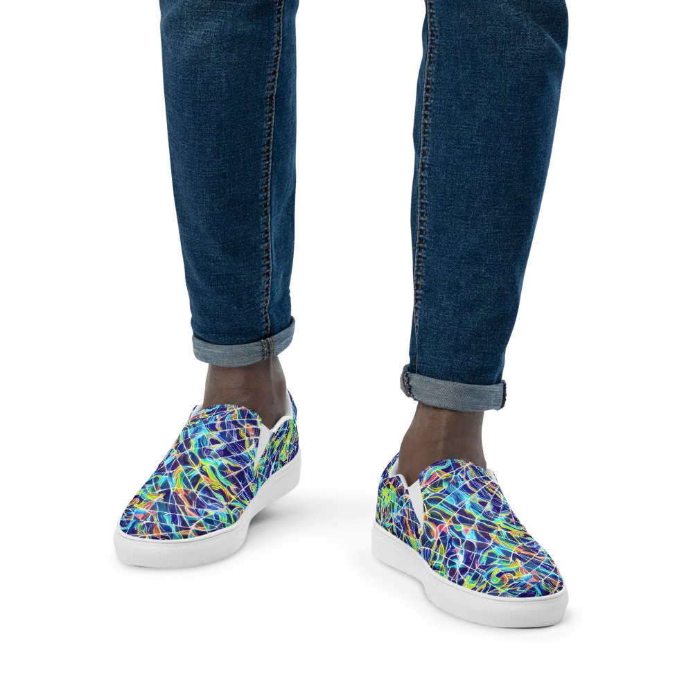 Aurora Grid on Men's Slip-On Canvas Shoes — Front