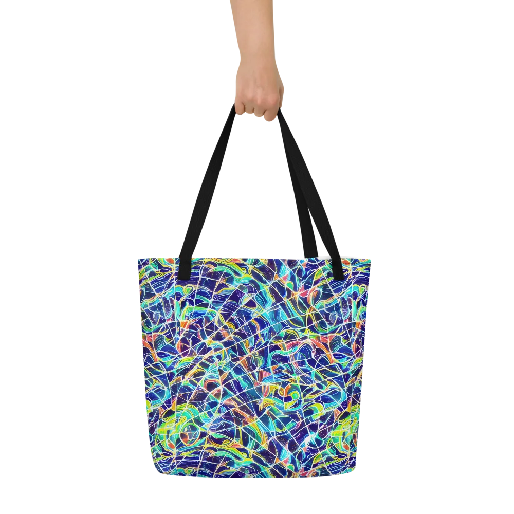 Aurora Grid on Large Tote Bag W/ Pocket — Front