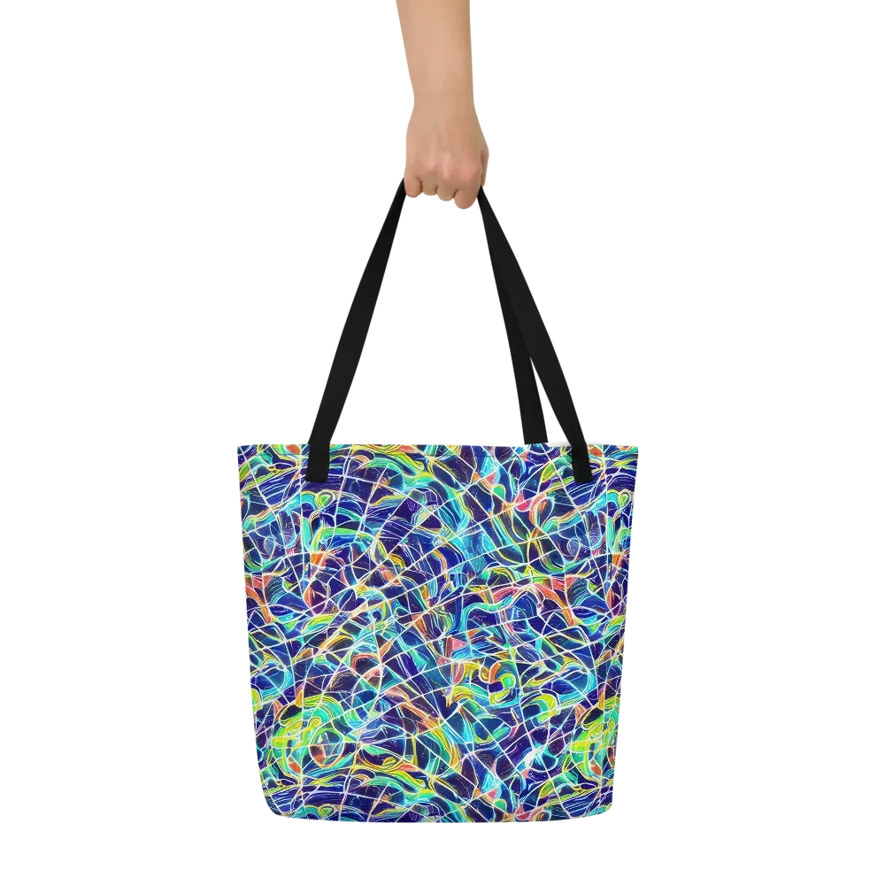 Aurora Grid on Large Tote Bag W/ Pocket — Front