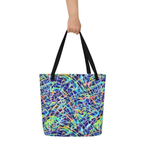 Aurora Grid on a Large Tote Bag W/ Pocket