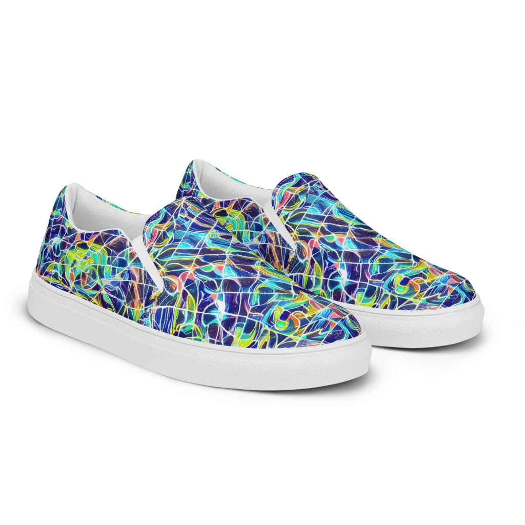 Aurora Grid on Women's Slip-On Canvas Shoes — Right Front