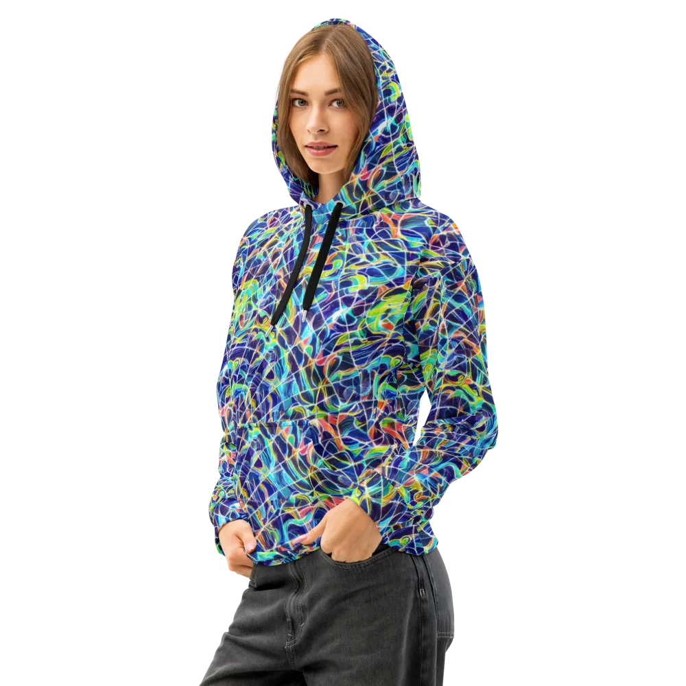 Aurora Grid on Cotton Hoodie — Left Front