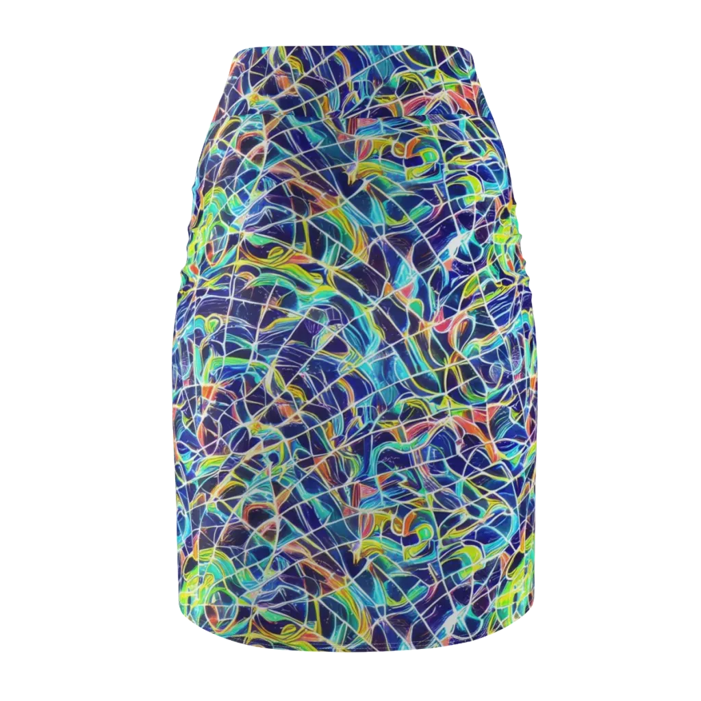 Aurora Grid on Pencil Skirt — Back
