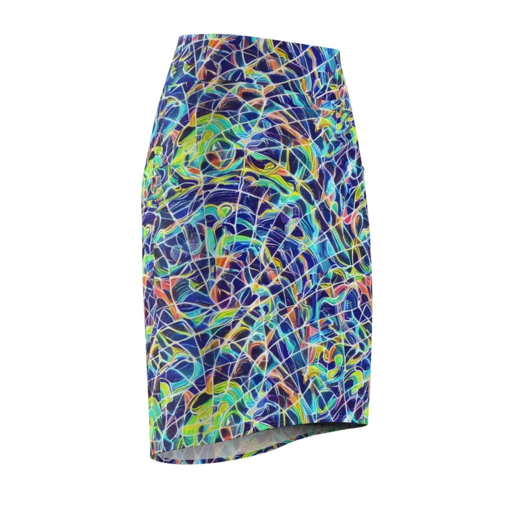 Aurora Grid on Pencil Skirt — Front Side