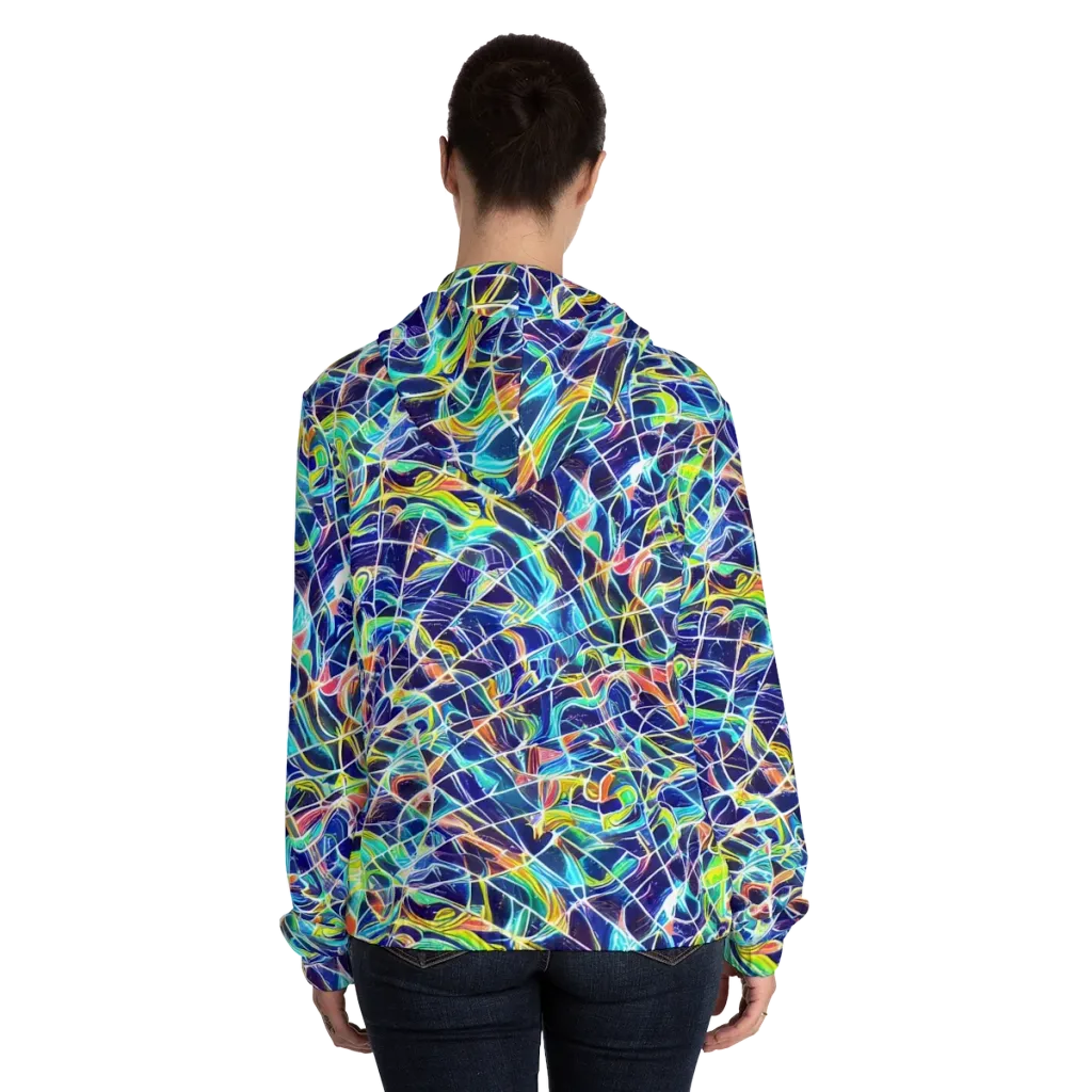 Aurora Grid on Women's Full-Zip Hoodie — Back On Person