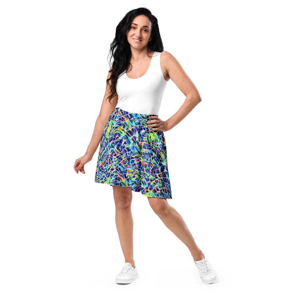Aurora Grid on Skater Skirt — Front