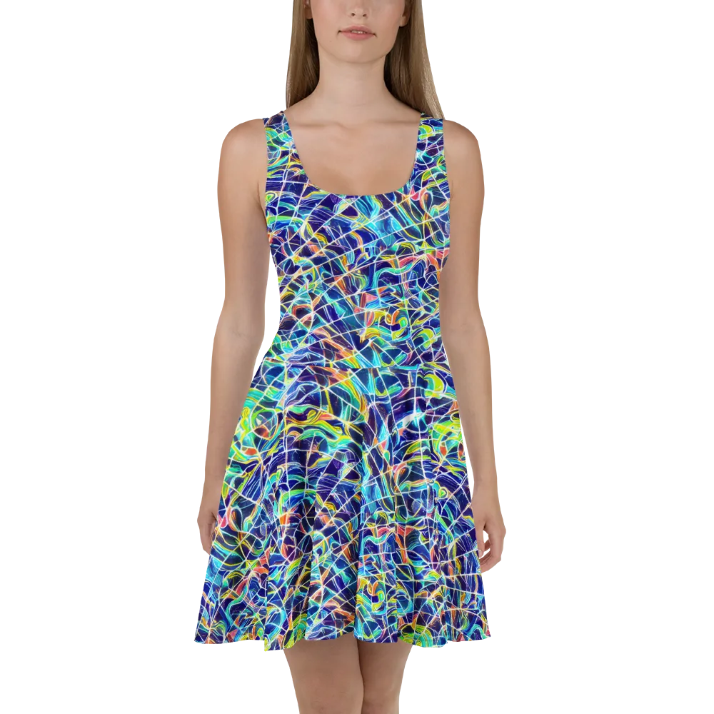 Aurora Grid on Skater Dress — Front